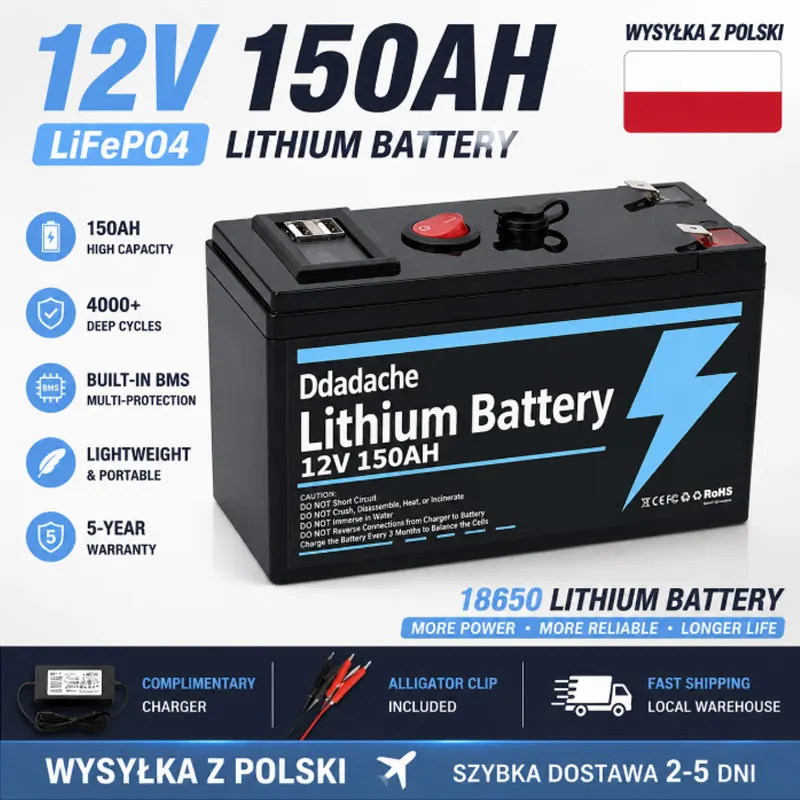 Schnelle EU-Lieferung 12V150Ah Lithium-Solarbatterie mit USB für Boot, Camping und netzunabhängigen Anwendungen
