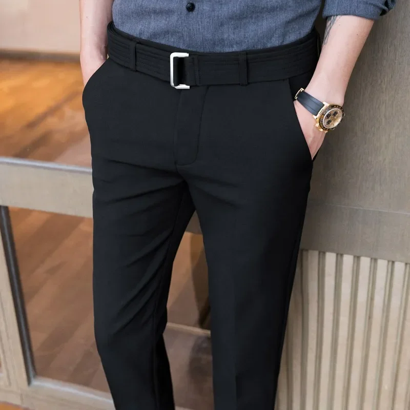 Summer New Fall Elastic Trousers Men's Korean Version Slim-fitting Small Feet 9 Nine-point Pants British Casual Pants