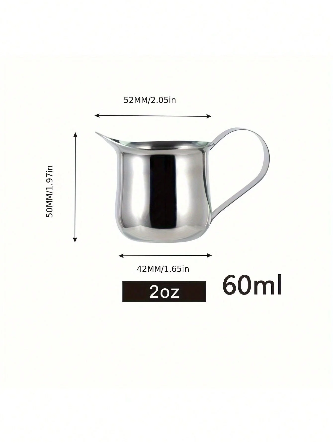 Stainless Steel Milk Jug, Espresso Cup, Ounce Cup, Small Mixing Cup, Milk Cup, Western-Style Sauce Cup, 60ml, 1 Piece - view 6