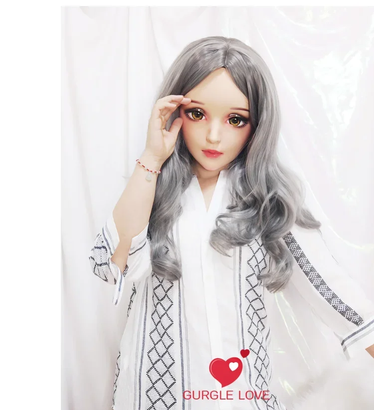 (NEW-176) Female Resin Silica Dance Party Masks Halloween BJD Girl Doll Crossdresser Japan Kigurumi Anime Cosplay Mask with Wig