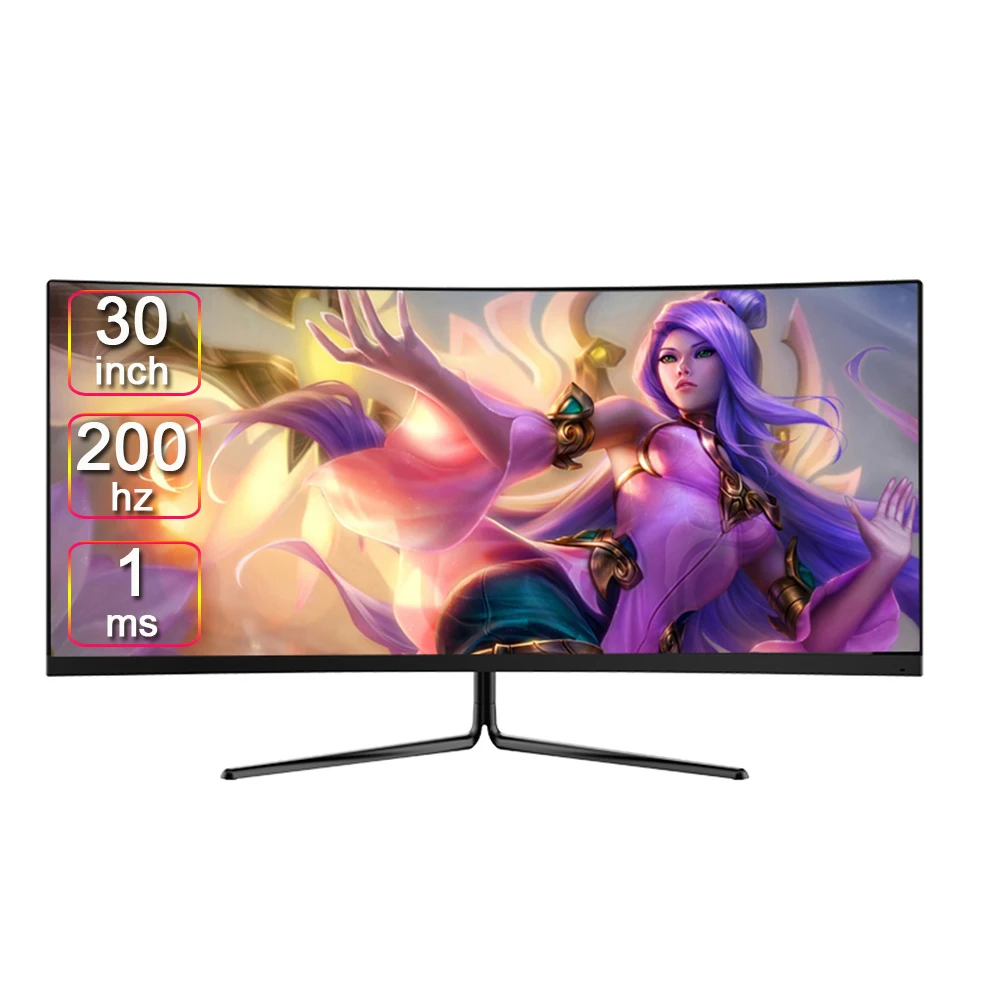 

30-дюймовый изогнутый монитор ПК 2560*1440, 200 Гц, 1 мс, регулируемая подставка, игровой монитор с черной подсветкой