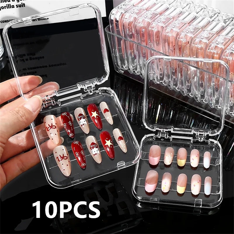 

1/2/5/10 шт., 7,5 см, коробка для хранения ногтей с клейкими листами, прозрачные акриловые коробки для ногтей, чехол для хранения ювелирных изделий, пылезащитный