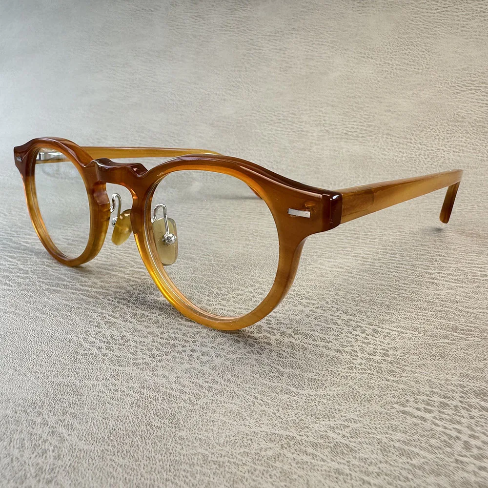 

Eyeglass Frames Unique Vintage Retro Handmade Light Coffee Horn Reading Prescripton Man Glasses Frames Lenses Eyeglasses