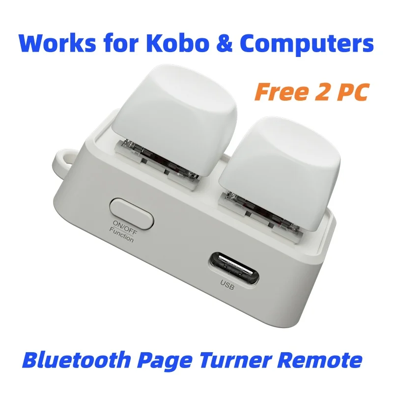 HanLinYue Bluetooth Remote Dual-Button Page Turner for Kobo E-Readers PC Portable Hands-Free Lazy Reading Quick Page Turning