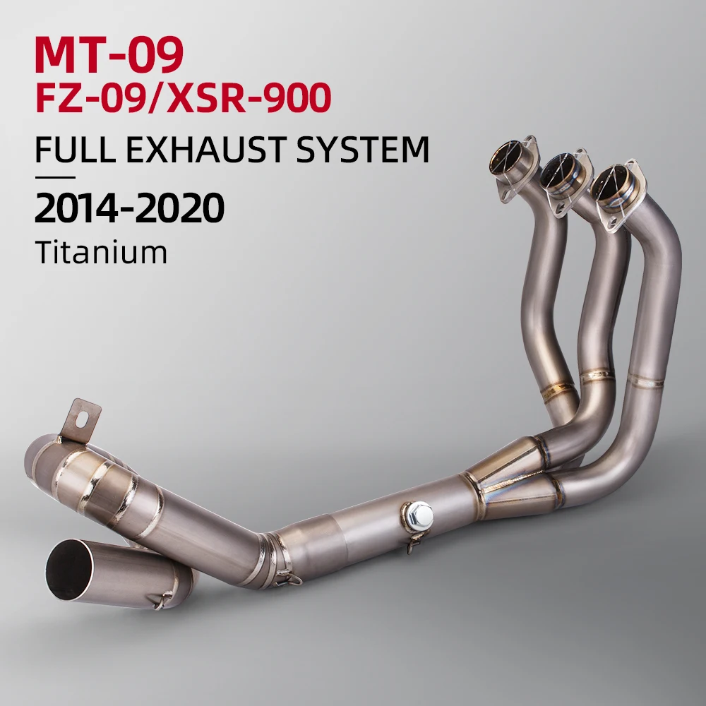 دراجة نارية العادم الجبهة وصلة الأنابيب لياماها MT09 FZ09 XSR900 2014-2020 الانزلاق على الهروب موتو نظام أنبوبة رأسية مستديرة