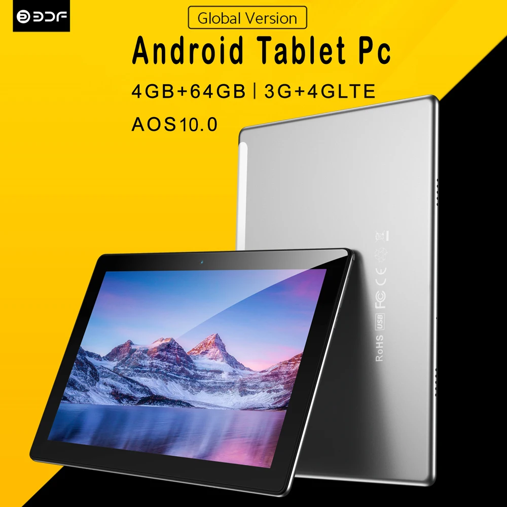 Neue 10,1 Zoll Tablets Android 10 Octa Core 4GB RAM 64GB ROM Tablet PC 4GB Netzwerk Telefonanruf Dual-Sim Dual-Kameras WiFi Bluetooth