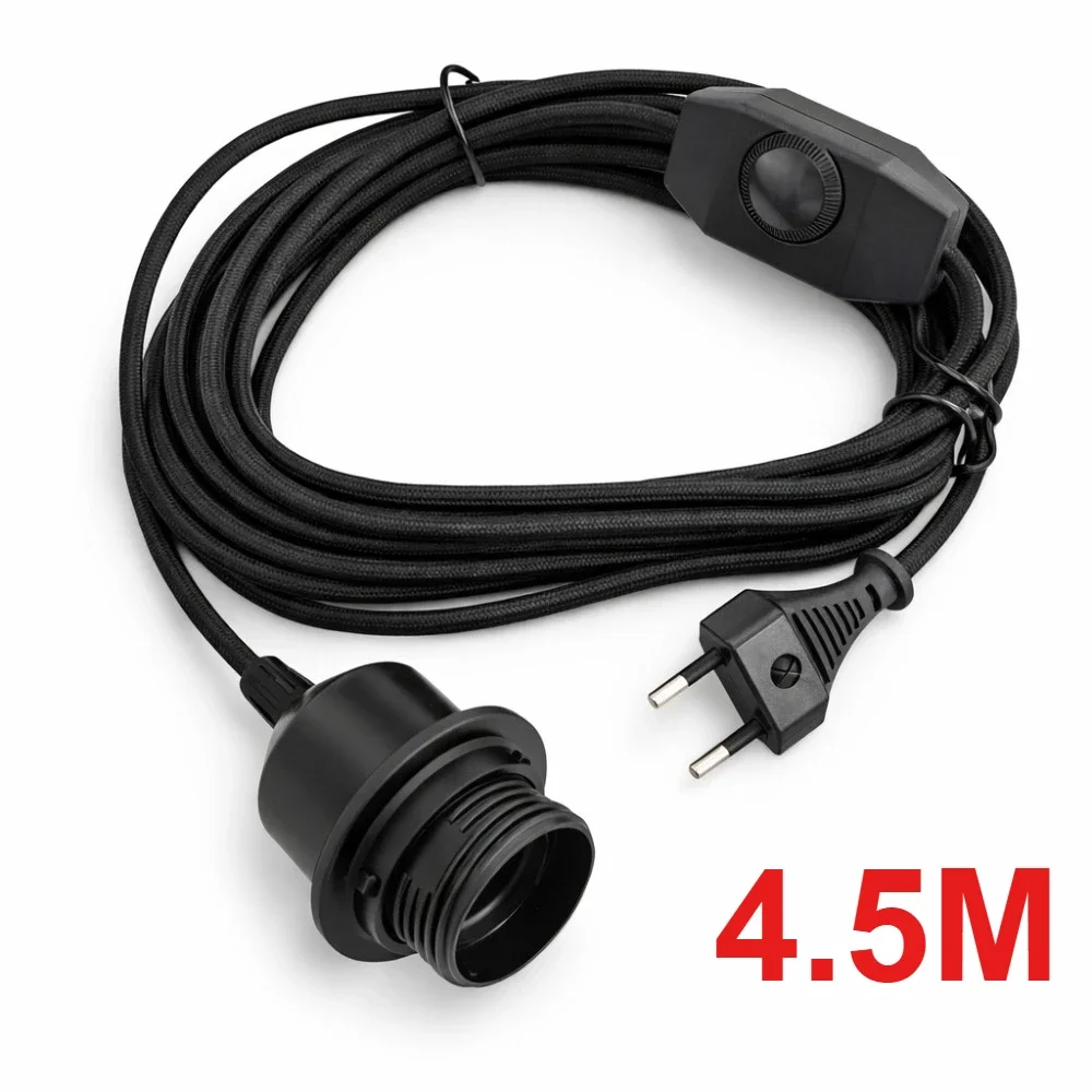 JOYINLED Black Industrial Plug In Pendant Light E27 with 4.5M Cord On Off Switch Dimmable Hanging Lamp Fixture for Home Decor