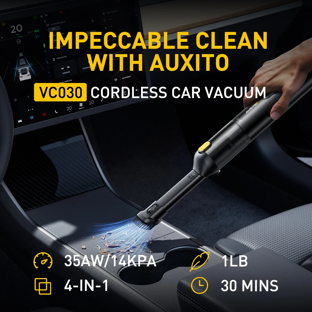 AUXITO 2024 Car Vacuum Cleaner Strong Suction USB Small Manual Cleaning Machine for Home Appliance Car Cleaner Wireless Portable