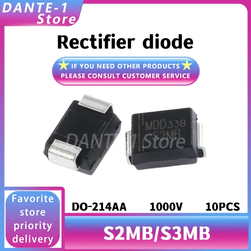 SMD Rectifier Diode S2M S3M SMB RL207 2A 3A 1000V DO-214AA