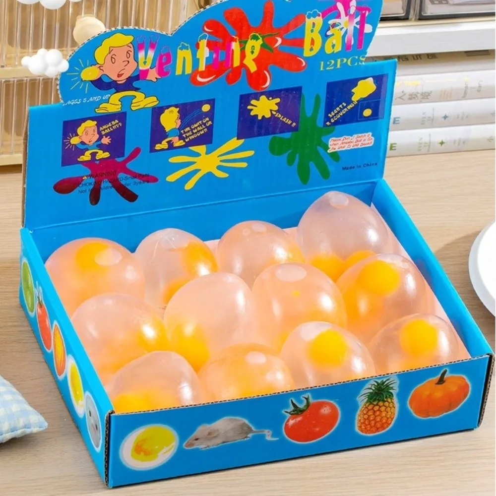 12 pçs/caixa 3d ovo mole fidget bola tpr material alívio do estresse espremer brinquedo criativo transparente brinquedo de descompressão para crianças jogar