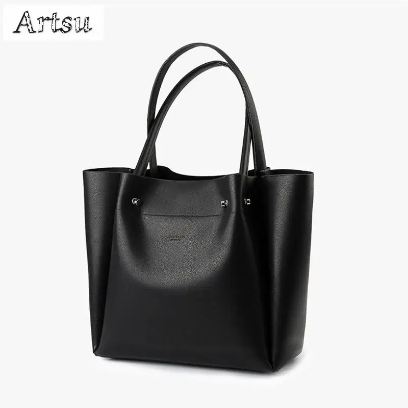 

Tote Bags New Women's Fashion Black Shoulder Bags High Capacity Leisure Versatile Korean Retro Lady Trend Commuter Handheld Bags