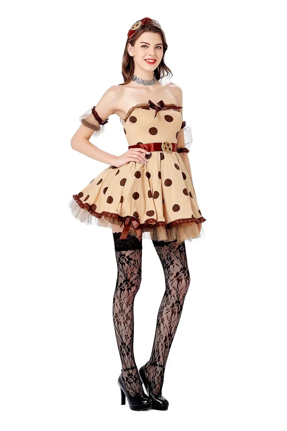 Costume d'Halloween pour Fille, Lingerie Sexy, Robe à Pois Ondulés, pour Femme