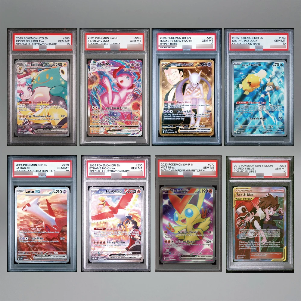 

DIY Self-made English Version PTCG Bellibolt ex Mew VMAX Red & Blue Victini ex 10Points Rare Rating Card Collecting Card Gift