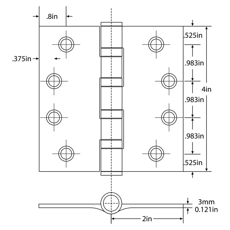 Stainless Steel Black 4Inch Door Hinges For Exterior Doors Ball Bearing Door Hinges 4In X 4In Door Hinges 3 PACK