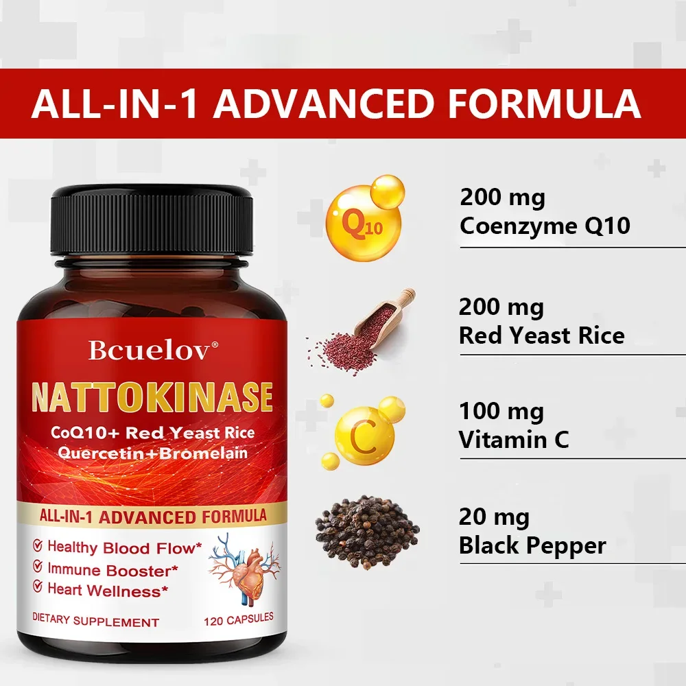 Riz à la levure rouge avec supplément CoQ10 – Antioxydant, augmente l'immunité, soutient l'énergie et la santé cardiaque pour hommes et femmes