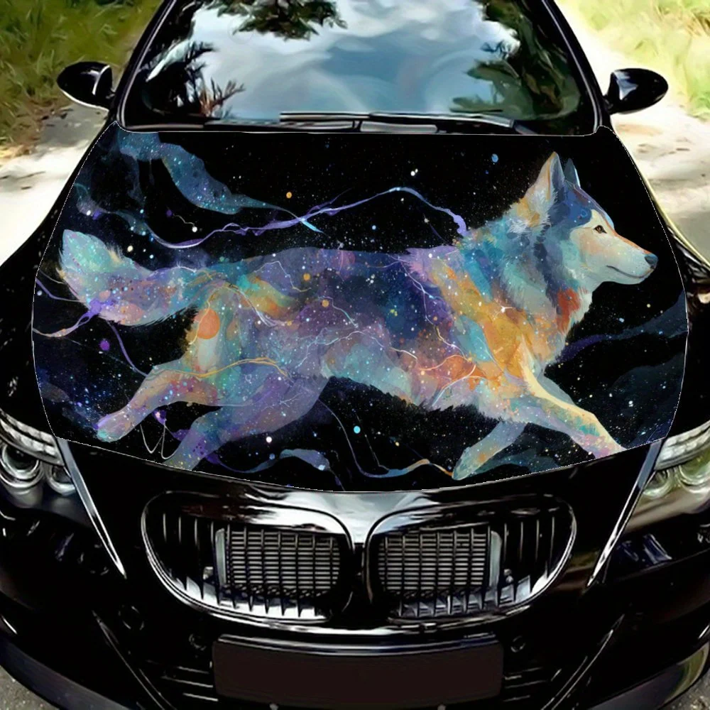

Colorful Wolf print,car hood stickers,PVC waterproof Self adhesive car hood sticker,car hood decoration protection stickers,Auto