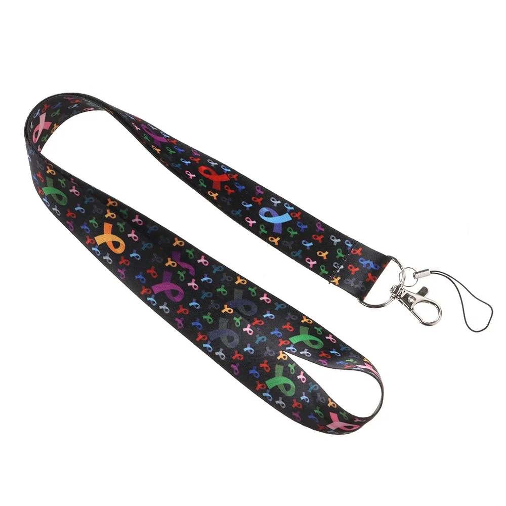 

Лента для рака молочной железы, удостоверение личности, ремешок NHS, веревка, держатель для бейджа на ремешке для мобильного телефона