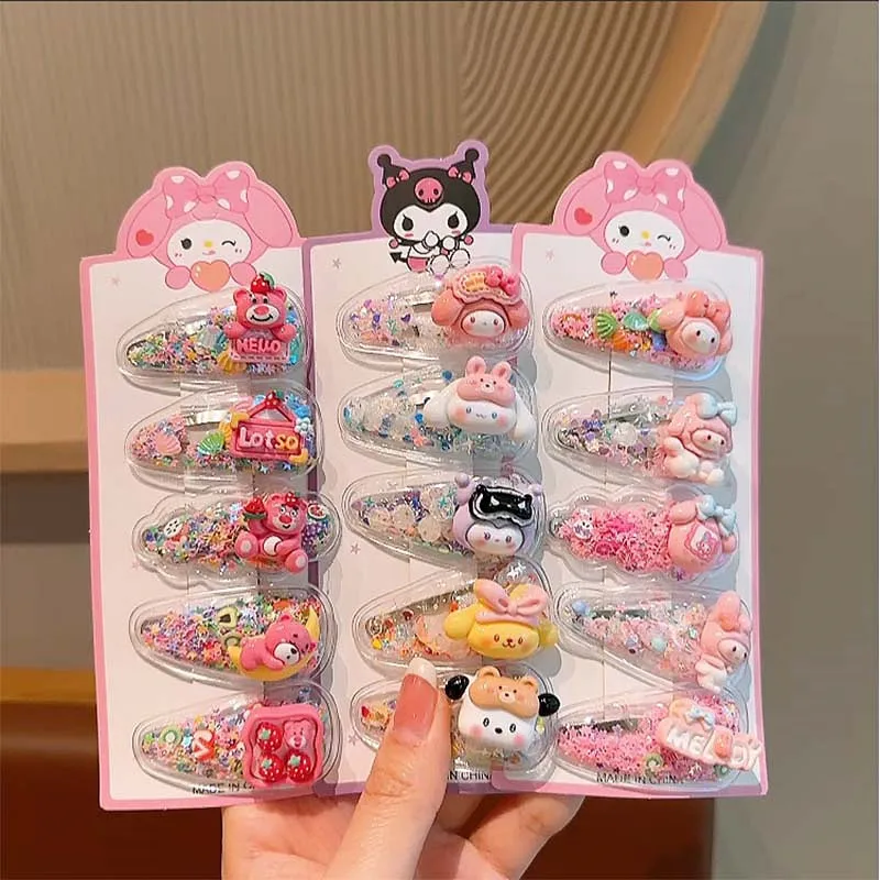 Sanlio Children's New Style Flowing Sand Clip Cute Hair Clip for Students with Broken Hair, BB Clip for Girls, Sweet Hair Clip image 3