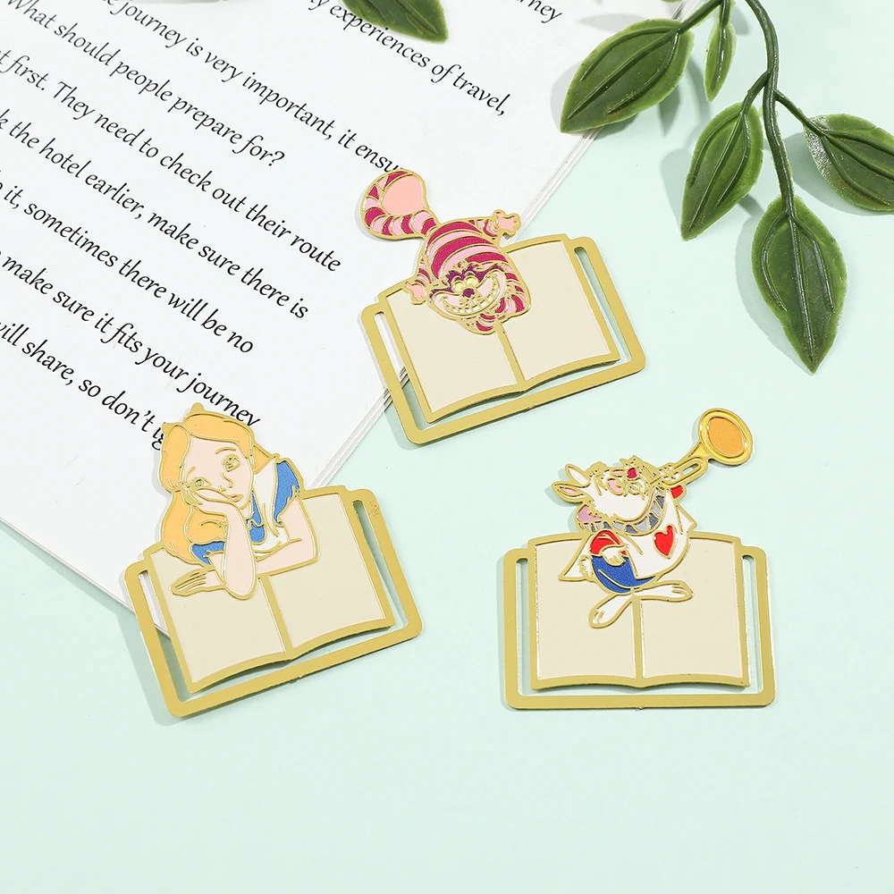 Anime Alice in Wonderland Metal Bookmark Exquisite Cute Reading Page Mark Tools Stationery Supplies for Kids Boys Girls Gifts