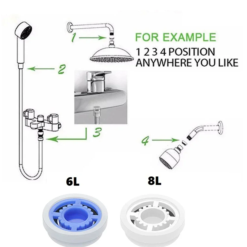 Shower Head Flow Control Valve Set, Dispositivo Saver Água, Flow Reducer Limiter, 6 Diferentes Flow Mangueira Restritor, Acessórios do banheiro