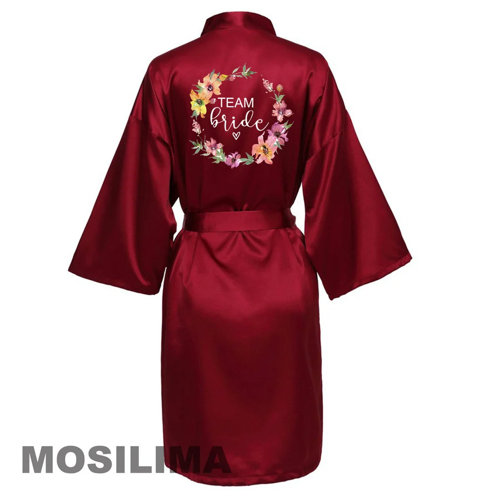 Wedding Party Team Bride Robe Kimono Satin Pajamas Bridesmaid Bathrobe SP071