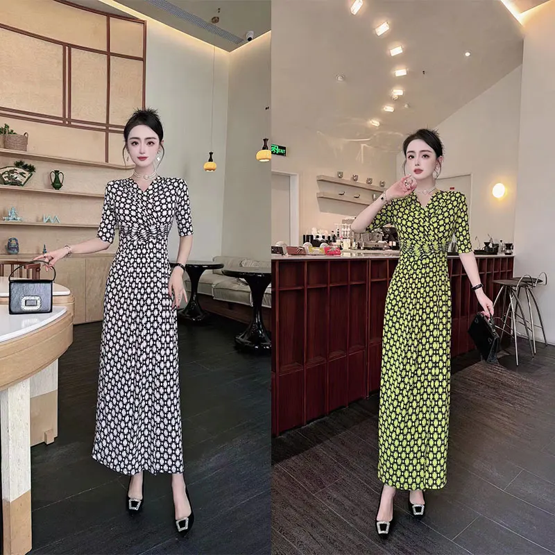 Fashionable and elegant printed design dress with exclusive style, noble and slimming women's clothing, high-qualit #002 B2-33