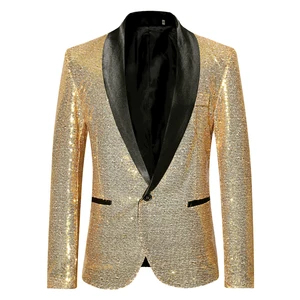 Bright Men's Jacket of Golden Glitter Glitter Blazer Blazer, Prom Suit nightclub, men's coats, men's stage, singers costumes 6 Main Sales Men's Blazer - №6