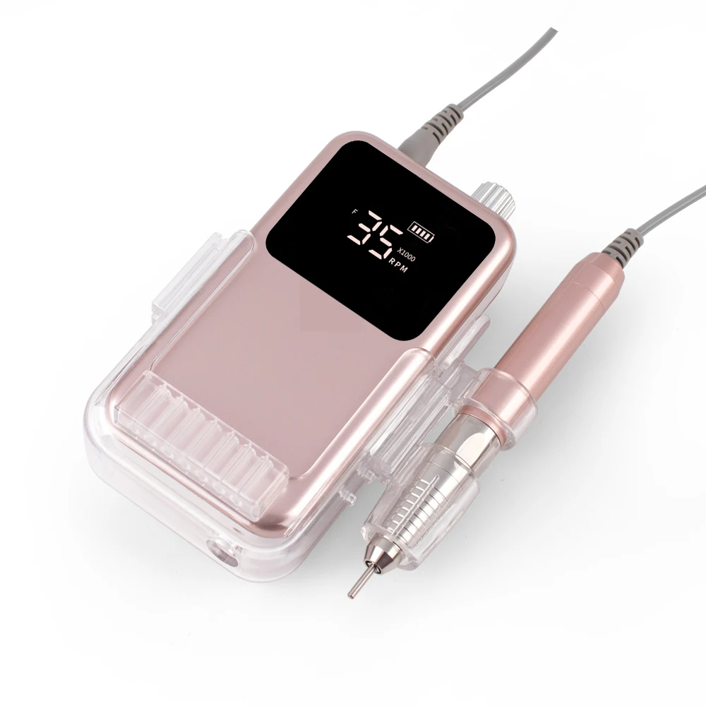 85W Brushless Nail Drill Rechargeable Desktop Base 35000RPM Manicure Electric Machine Nail File Cordless Drilling