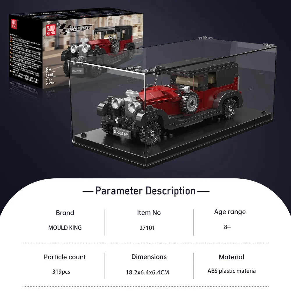 Molde rei luxo vintage carro de corrida blocos de construção conjunto velocidade técnica veículo modelo coletor brinquedo diy para adultos adolescentes presentes