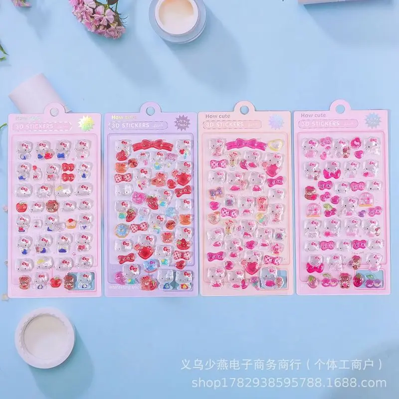 

40 Sheets 3d Solid Relief Crystal Stickers Cute Cartoon Decorative Stickers For Phone Case Laptop Diy Craft Decoration