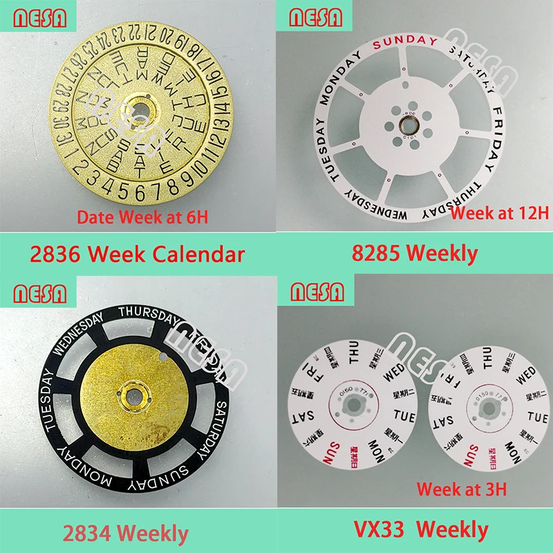 Watch Parts Week Weekly Date Calendar Week Disk Fit 7750 2834 2836 2824 8285 8200 8205 VX33 VJ33 6T51 YN56 At 3H 6H 9H Watch