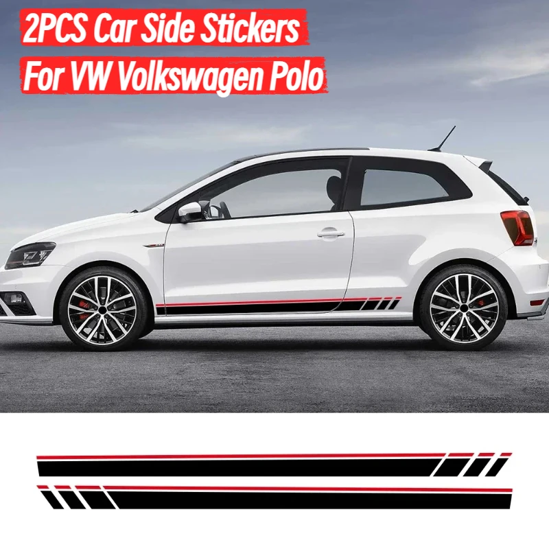 

2PCS Car Side Stickers For VW Volkswagen Polo 6R 6C 9N2 9J GTI Auto Modification PVC Racing Style Decals Car Tuning Accessories