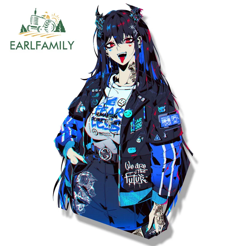 EARLFAMILY Nerissa Ravencroft Fanart Car Sticker Hololive Waifu Hot Decal JDM Scarlet Eye Peek Girl Graffiti Cartoon Stickers