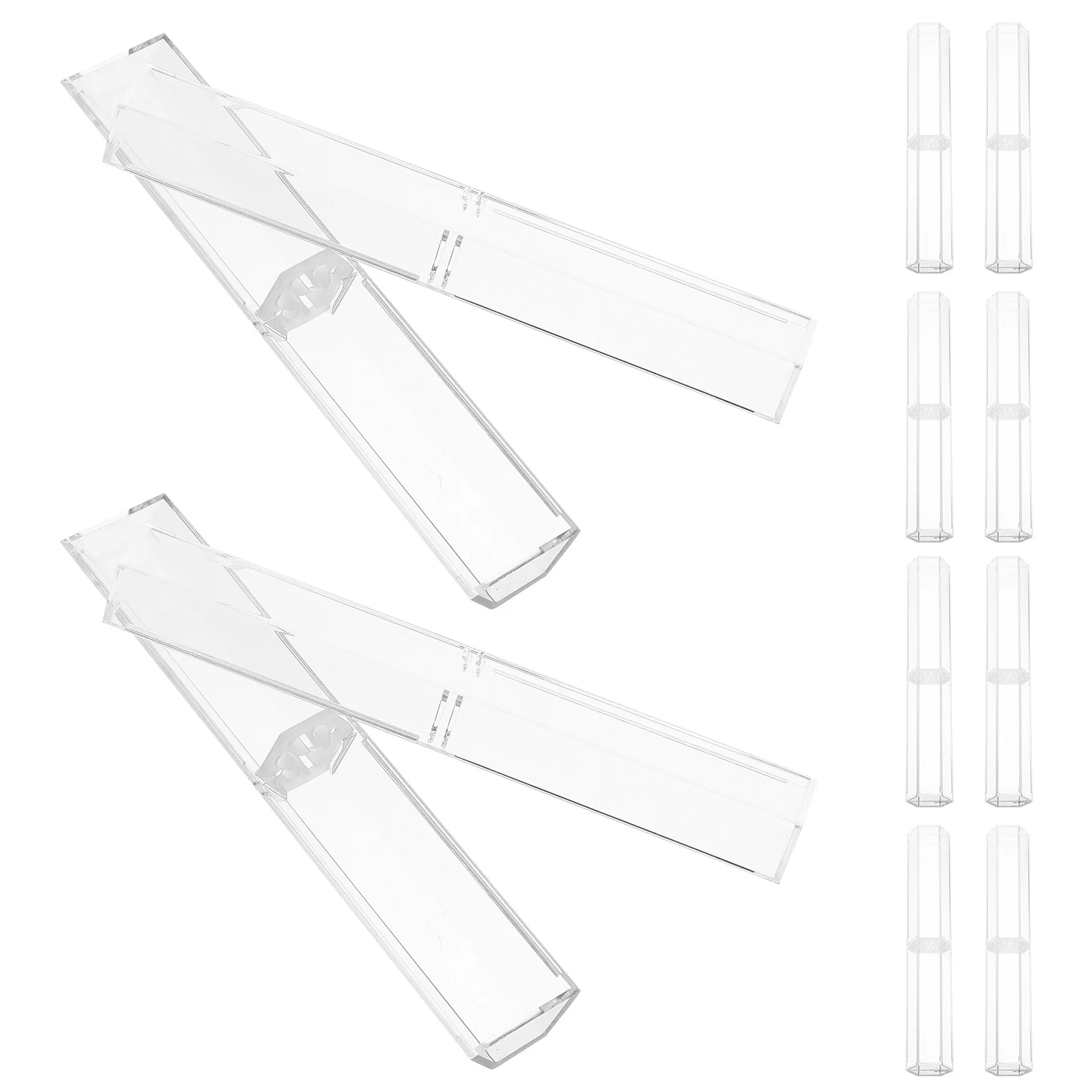 

10Pcs Clear Transparent Plastic Pen Boxes Small Pencil Cases Portable Pen Holder Storage Display Box Transparent Packaging Box