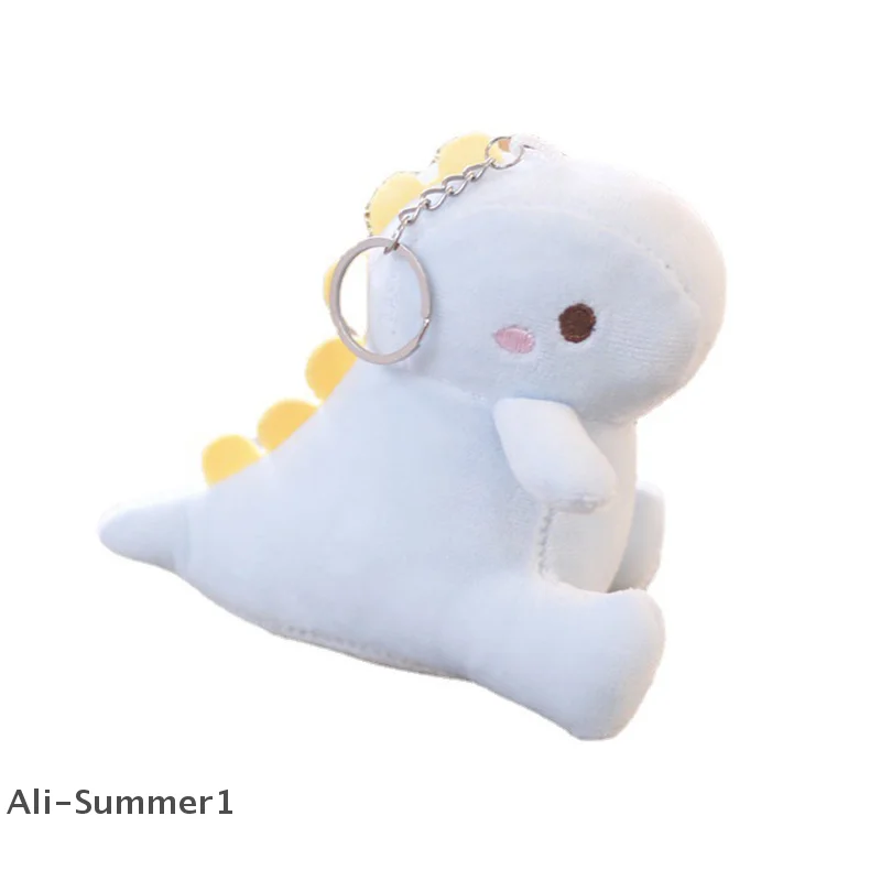 【E】1Pc 12cm Big Tail Dinosaur Plush Doll Car Key Chain Bag Pendant Cute Doll Couple Backpack Pendant Key Chain
