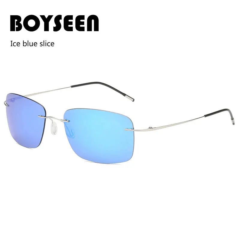 Titanium Frameless Polarized Sunglasses Driver Driving Night Vision Goggle Folding Ultra Light Color Film Titanium Sunglasses
