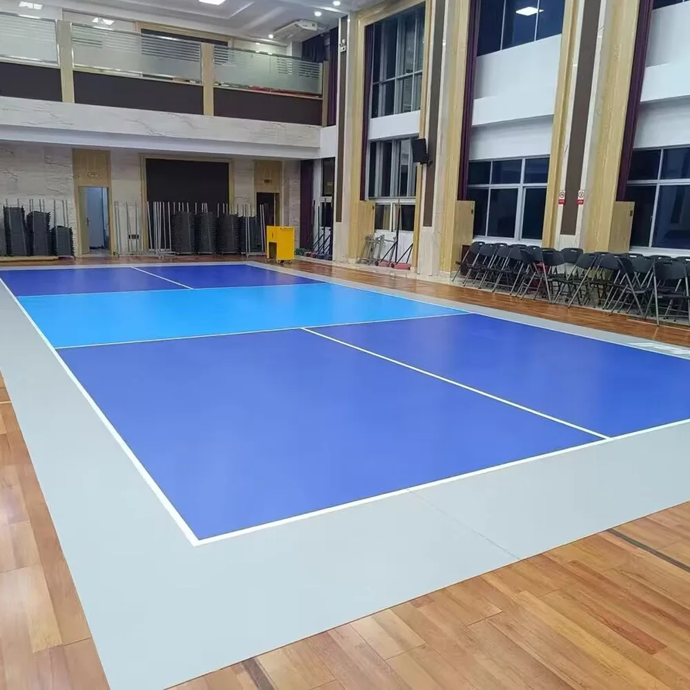 Beable Outdoor Indoor Portable Pickleball Court Flooring Mat For Sale PVC Floor Easy to Install Include Marking White Lines