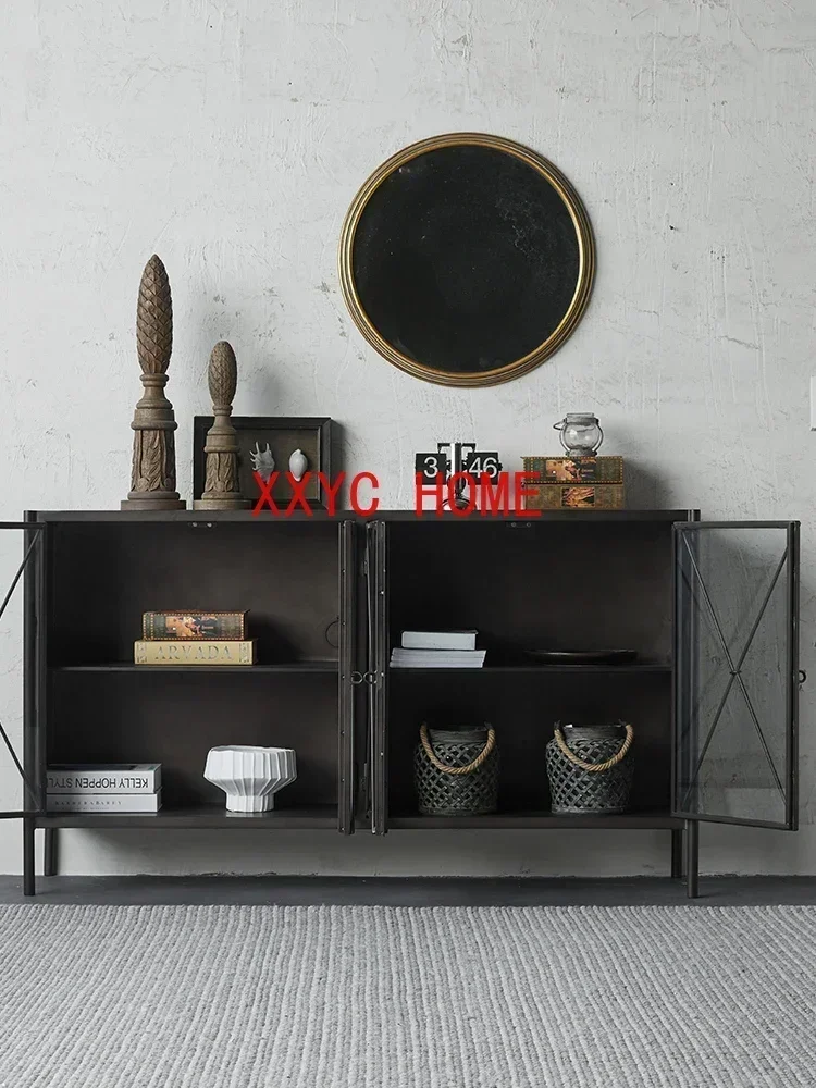Credenza da soggiorno in metallo Curio Display Nordic Light Luxury Distressed Cabinet da ingresso