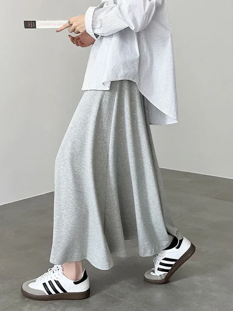 

Повседневные корейские серые длинные юбки женские с высокой талией в консервативном стиле милая юбка весна винтажные женские элегантные простые юбки трапециевидной формы