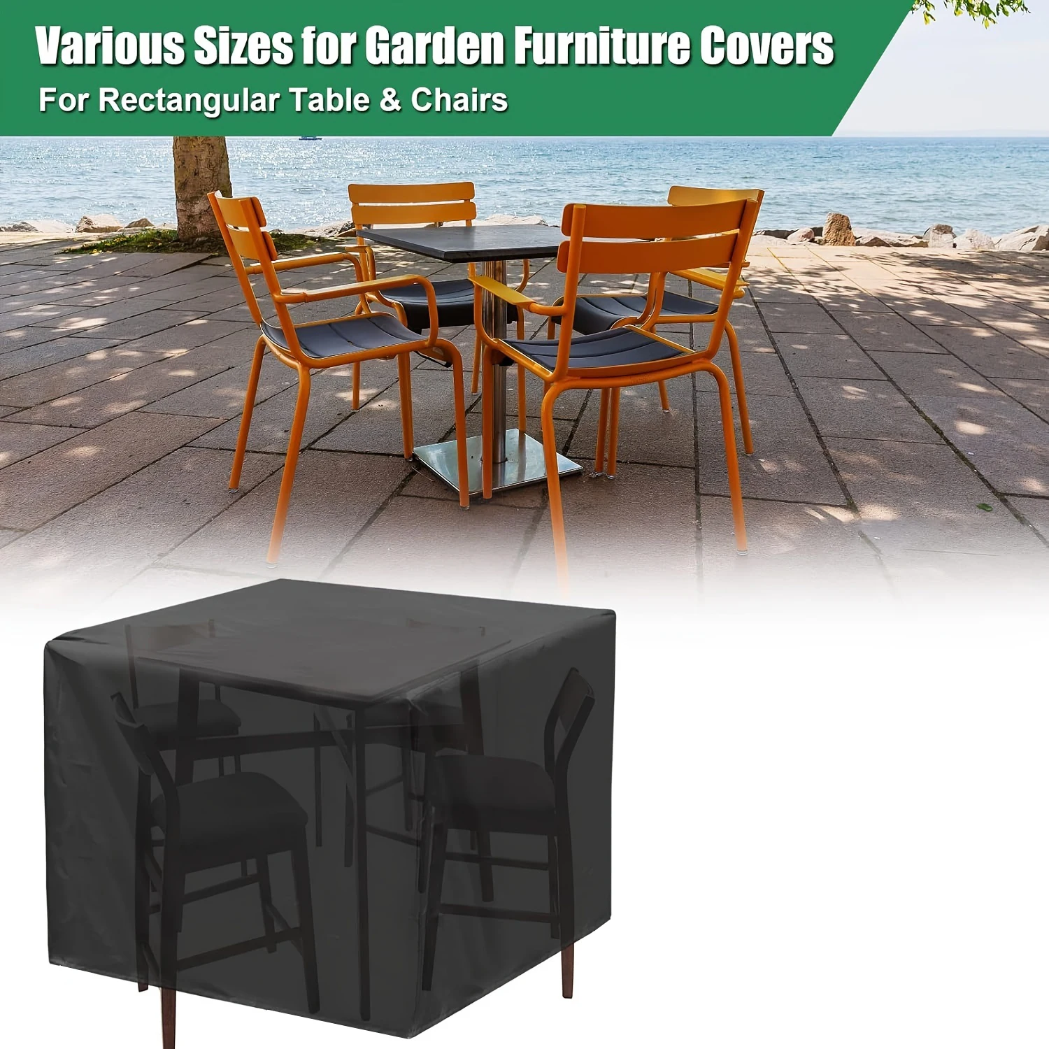 300 Sizes Heavy Duty Square Patio Furniture Cover Set UV Resistant All Weather Outdoor Table and Chair Protection