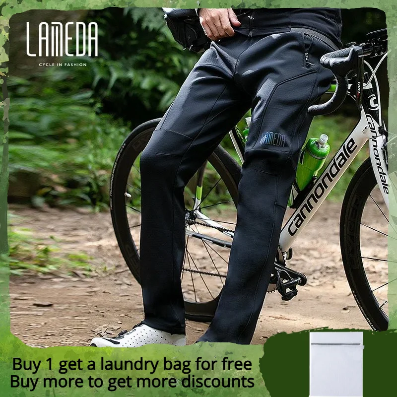 LAMEDA Bicycle Pants Autumn and Winter Windproof Warm Fleece Men's Leisure Pants Highway Mountain Bike Trousers Man Pants