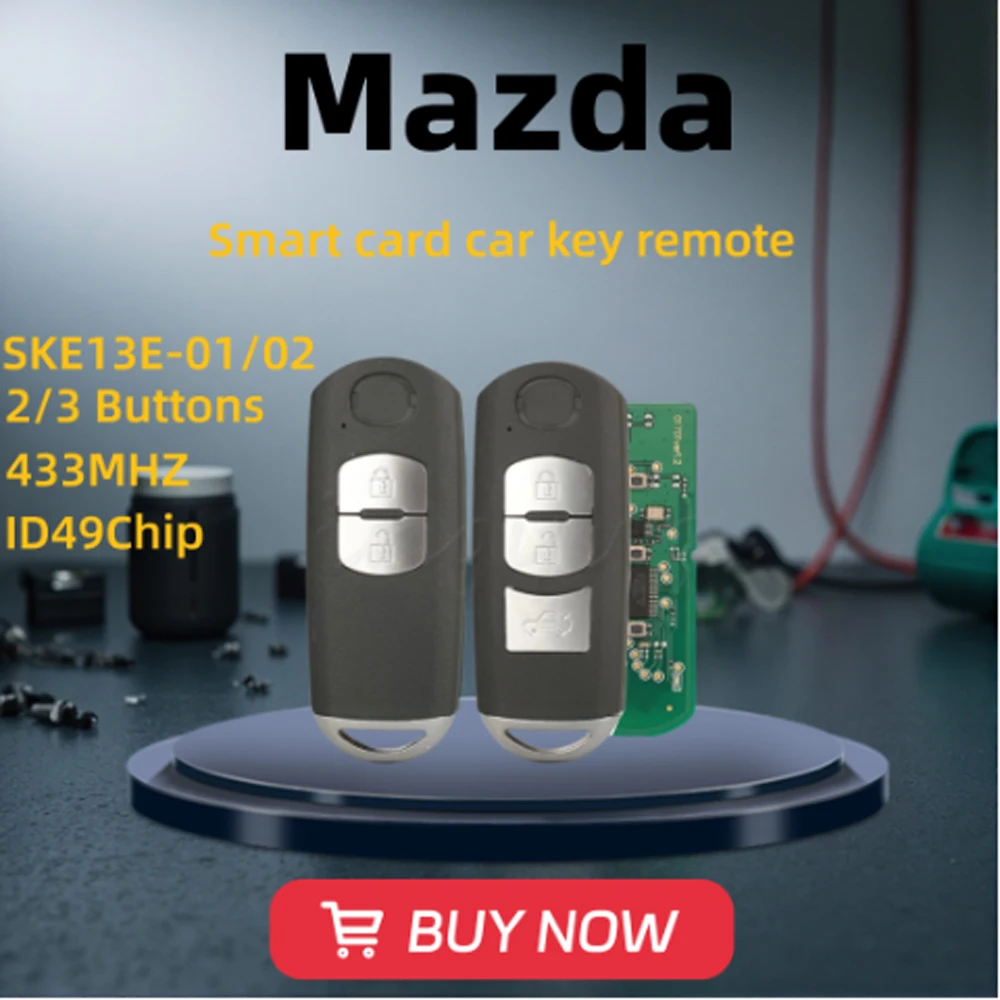 

Jingyuqin для Mazda 2 3 6 CX-3 CX-5 MX-5 M3 M6 Sport 2/3 кнопки 433 МГц ID49чип SKE13E-01/02 Автомобильный ключ дистанционного управления