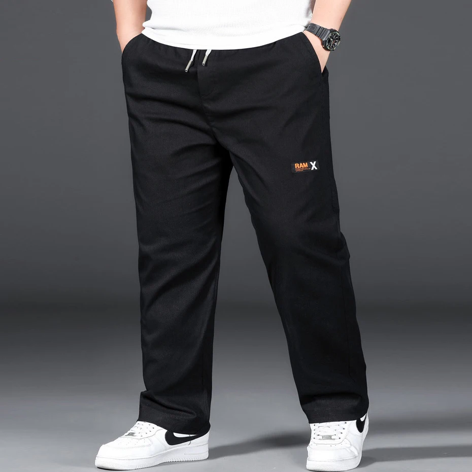 Plus Size 12XL Pants Men Casual Trousers Elastic Waist Straight Pants Male Fashion Grey Black Pants Big Size 10XL 12XL