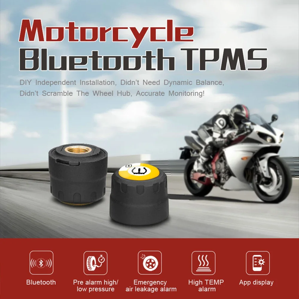 

Motorcycle TPMS Sensor Tire Pressure 2 Monitoring System TPMS 2 Sensor Bluetooth 4.0 For Android / IOS Monitor System Tyre Tpms