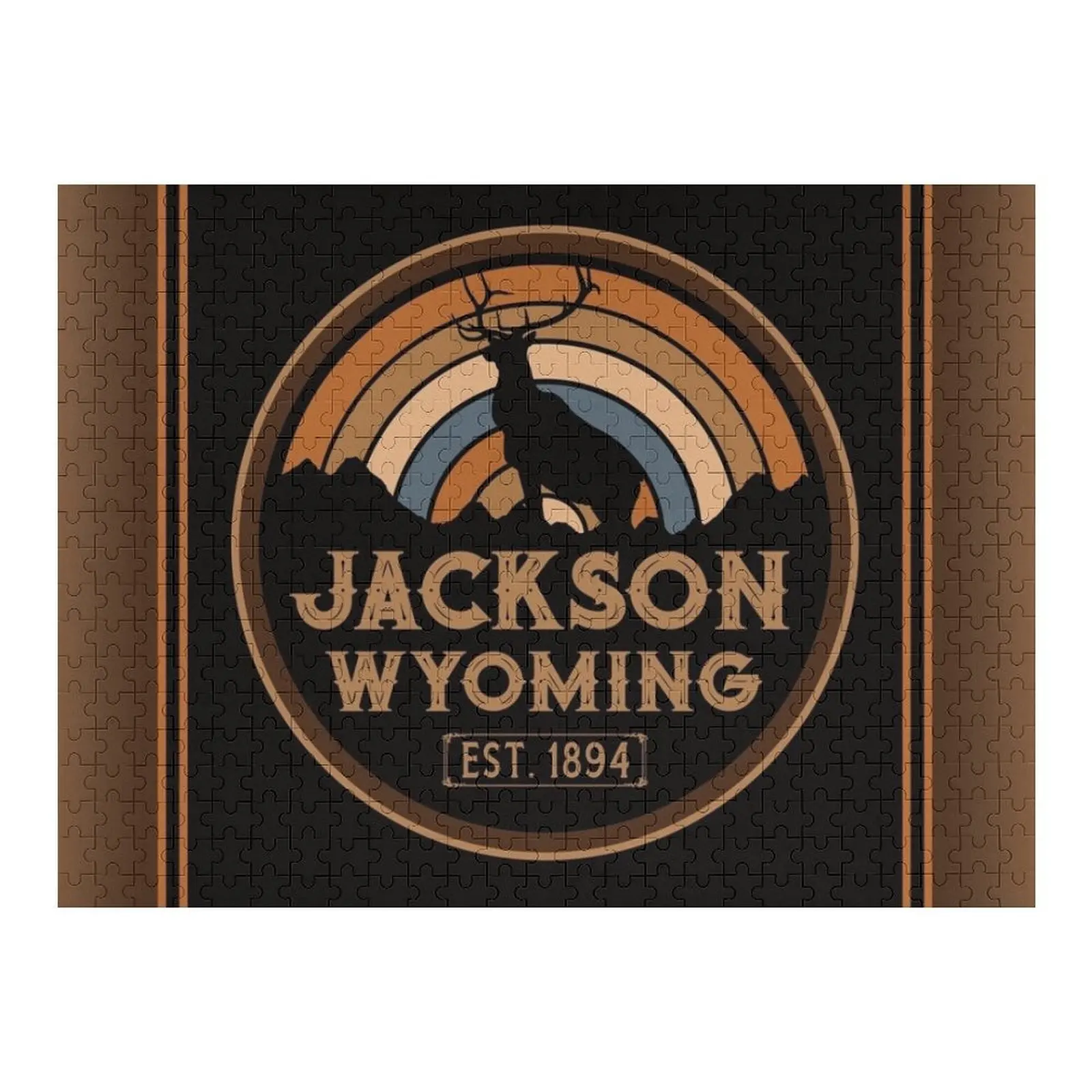 잭슨 와이오밍 레트로 와일드 웨스트 카우보이 직소 퍼즐 나무 이름 맞춤형 아기 장난감 퍼즐