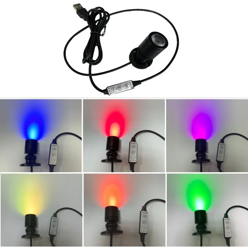 etrnLED USB Led RGB Spotlight Mini Ceiling Downlight Remote Control Dimmable Spot Light Jewelry Cabinet Showcase Counter Lamp