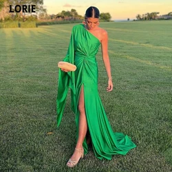 LORIE Off The Shoulder Green Mermaid Prom Dress For Women Sexy Leg Slit Evening Party Gowns Fashion Pleat Vestidos De Graduación