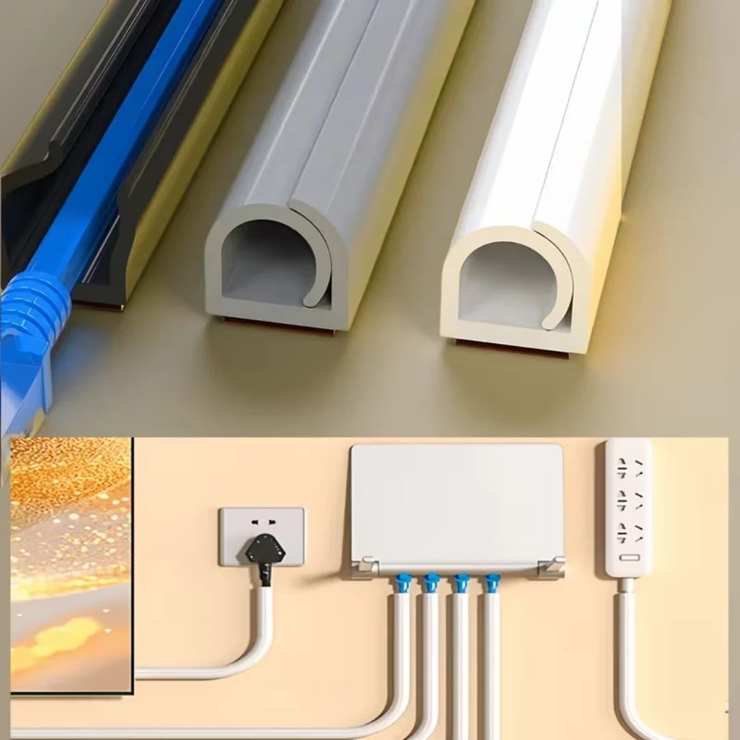 1PC Cable Sleeve Arc Floor Cord Cover Self Adhesive Cable Protector Anti Extrusion Wiring Duct for Home Outdoor Wire Organizer
