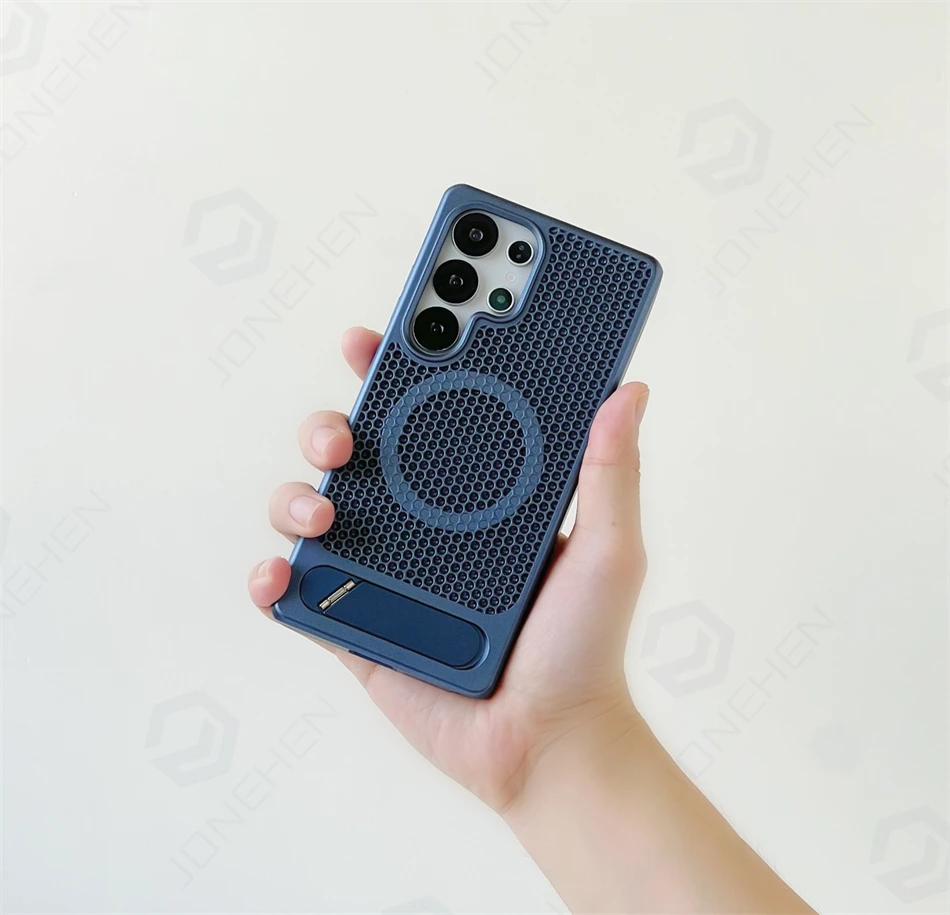 Роскошный охлаждающий чехол Magsafe с сотовой сеткой для Samsung Galaxy S24 Plus S25, ультрасплавный кронштейн-подставка, магнитная крышка для зарядки