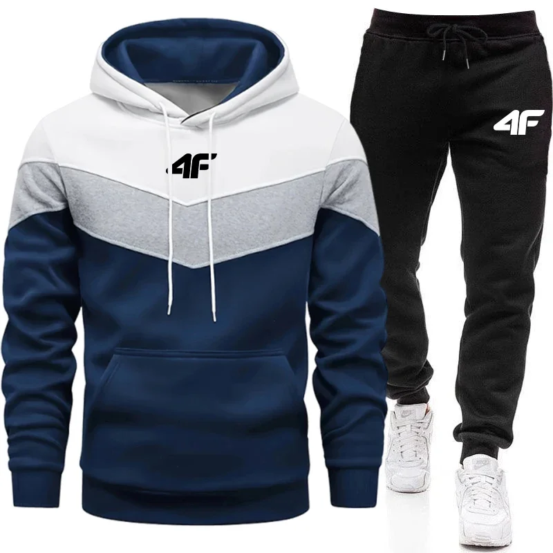 

A two-piece fitness fashion sportswear set of casual pullover hoodie and jogging pants for men's autumn and winter 2025